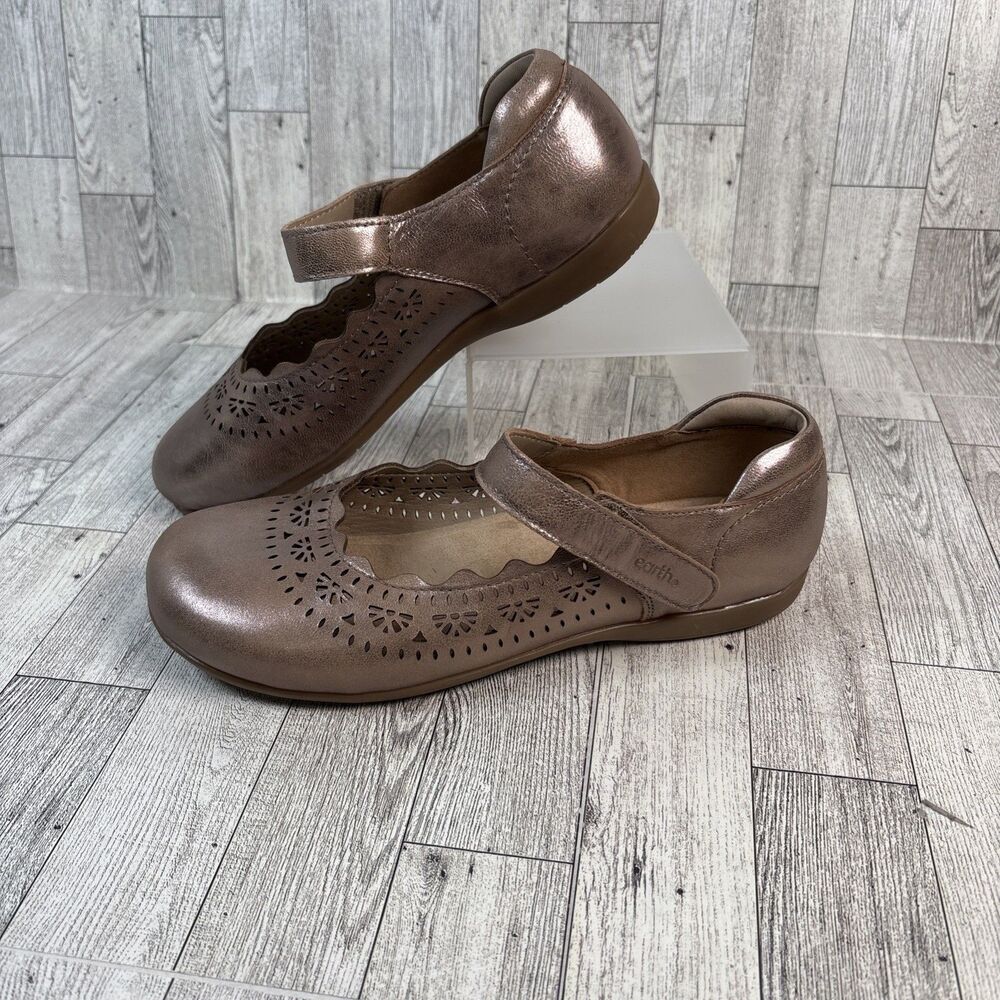 Earth Origins Shoes Women’s Size 9 Wide Rose Gold Leather Brady Mary Jane
